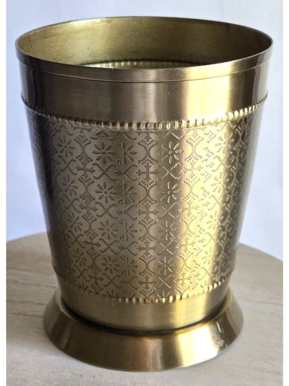 Pure Brass Glass Tumbler Embossed Design for Drinking Water